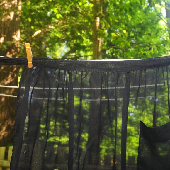 VTG Black Illusion Fancy Hostess Half Apron w/ Pocket, Sexy Look, Longer Style - Picture 5 of 6